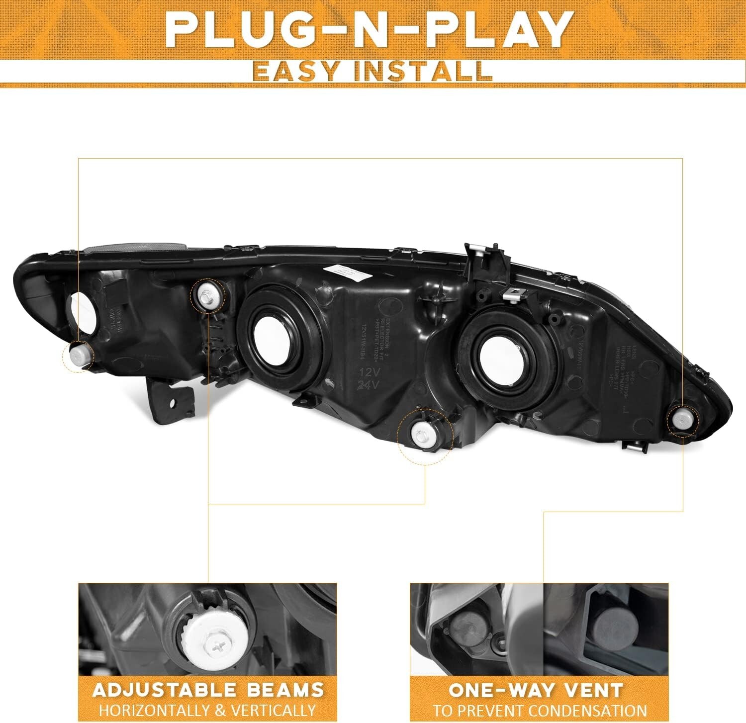 2 PCS Juego De Faros Delanteros Para 2006-2011 Honda Civic Sedan 4-Door NEW USA 