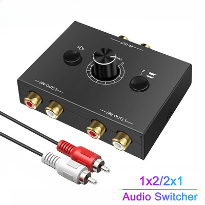 Audio Switcher Splitter Bi-Directional Audio Switcher With Mute Button 2x1/1x2 L