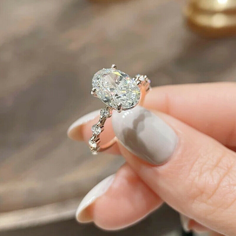 2.38 TCW Oval Cut D Color VVS1 Moissanite Engagement Ring 14k