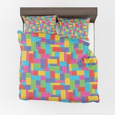 Building Blocks Kids Duvet Cover or Comforter childrens Colorful toddler twin
