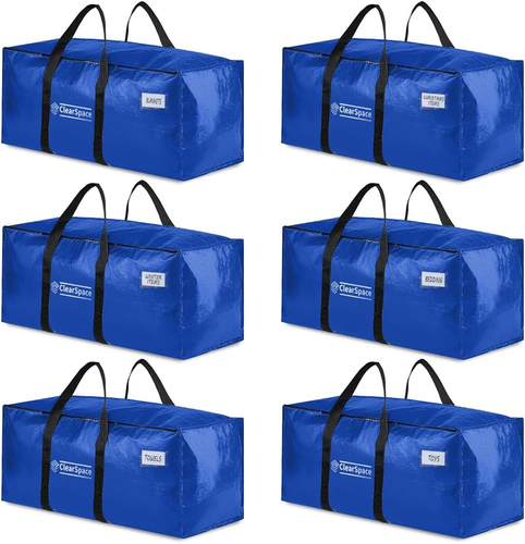 Heavy Duty Moving Bags – Large Storage Bins with Backpack Straps – 6 Pack - Picture 10 of 12