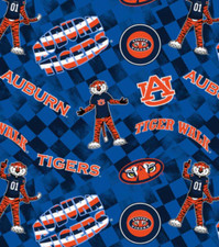 NCAA Auburn University Check Allover 1370 Quilting Cotton Fabric by the Yard