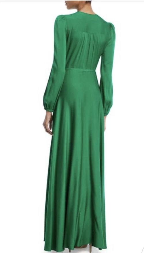 Maxi Vestido Milly Mezcla Seda Envolvente Verde Esmeralda Talla 4 $895 Foto 2 de 4