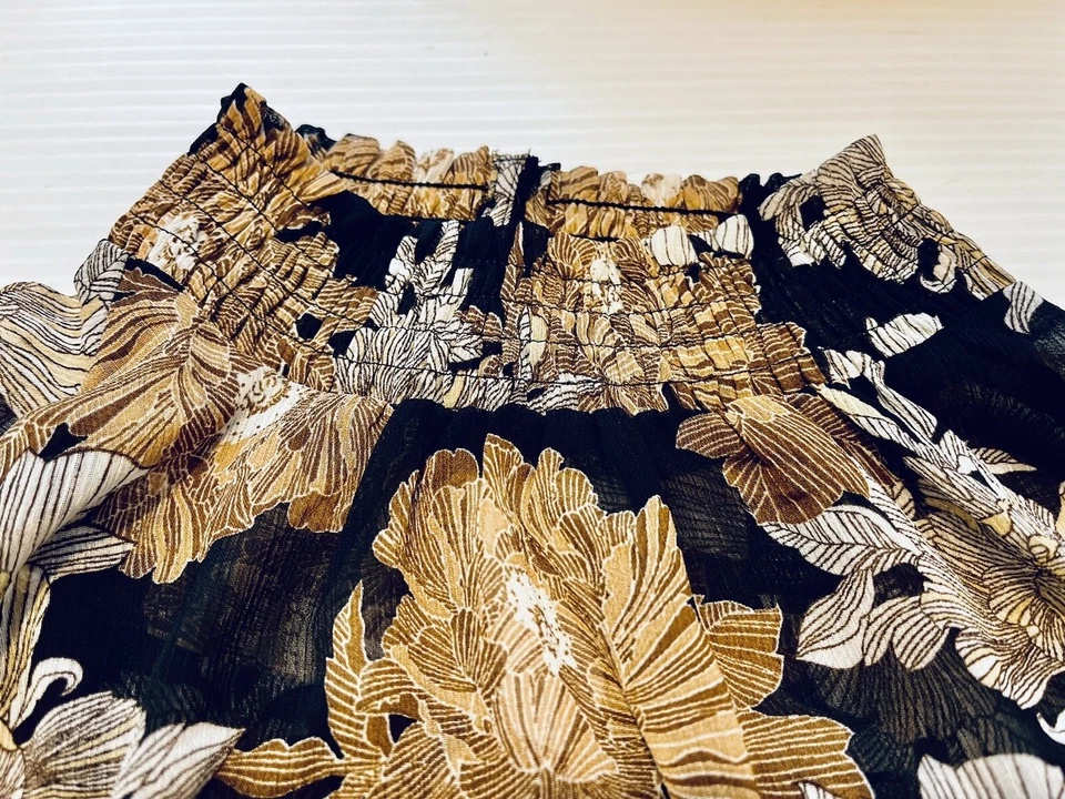 Top Express Para Mujer Floral 2 Piezas Manga Larga Cuello Alto Semi Transparente Talla Mediana Foto 3 de 4