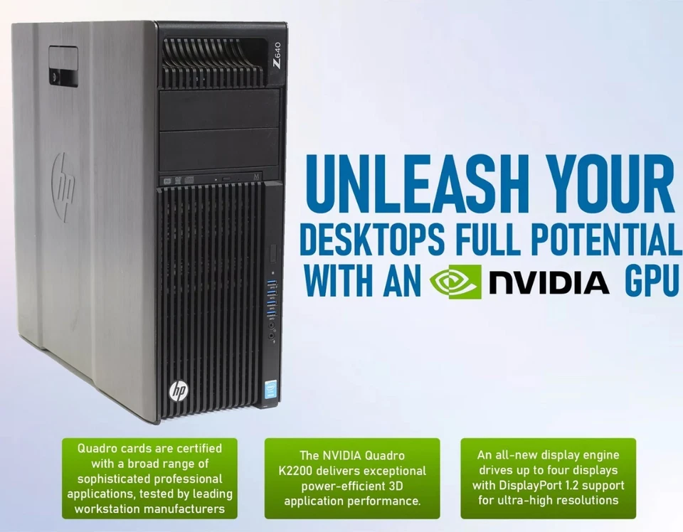 HP Z640 Tower Workstation Xeon E5-1603 v3 2.80GHz 64GB RAM 1TB HDD Quadro K2200 - Image 3 of 4