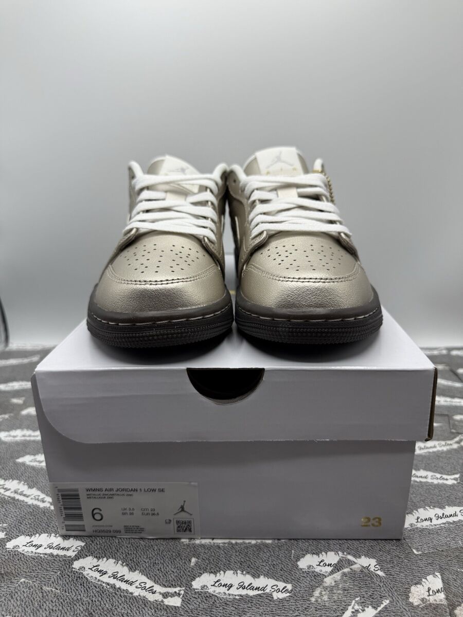 WOMENS AIR JORDAN 1 LOW SE METALLIC ZINC-SUMMIT WHITE HQ3529 WOMENS AIR JORDAN 1 LOW SE METALLIC ZINC-SUMMIT WHITE HQ3529