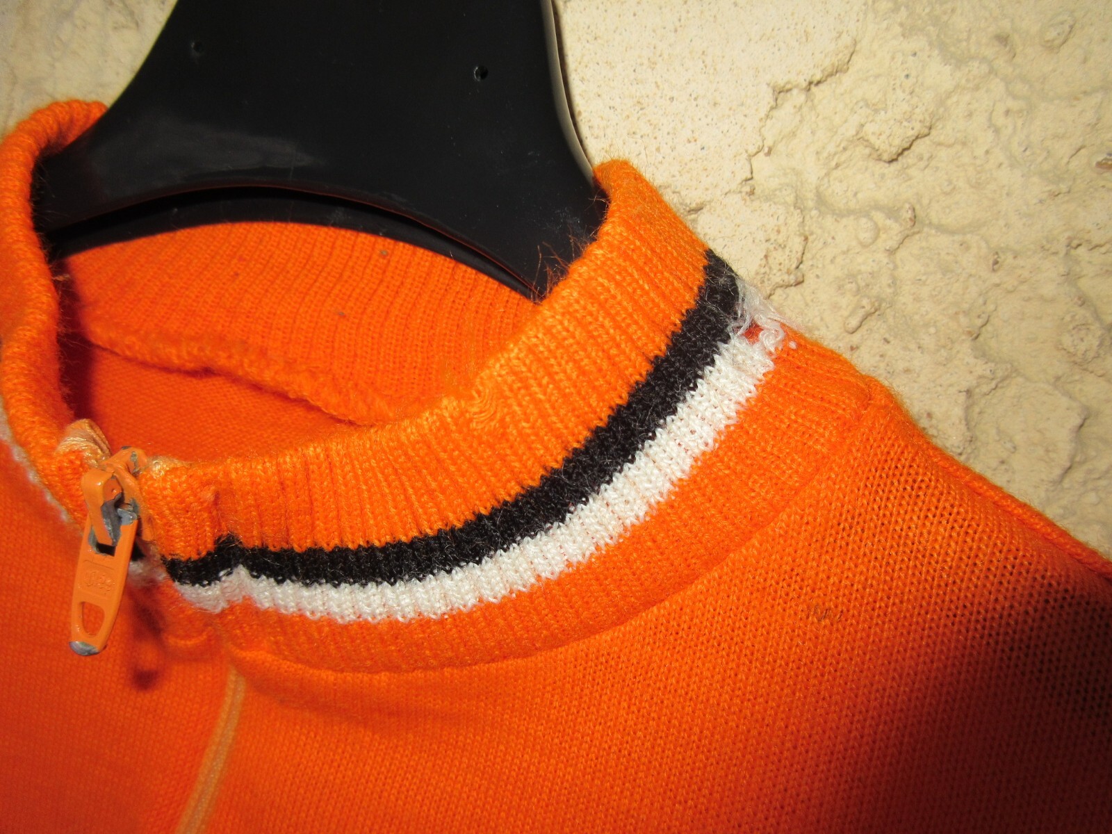 Maillot Cycliste Vintage Années 70 - BIC Orange - Manches Longues - Taille S