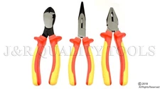 3pcs VDE Insulated Grip 1000V Side Cutter Combination Long Nose Pliers Linesman
