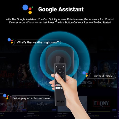 1080P TV BOX 4K HD Streaming Box Voice Control Google Assistant Quad Core 2025 - Picture 9 of 15
