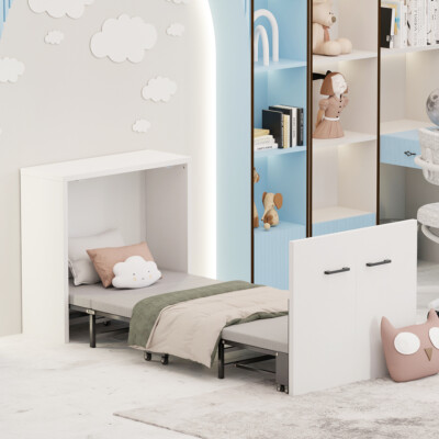 SLSY Murphy Wall Bed Space-Saving Furniture Bed Frame Folded into Cabinet & Pad