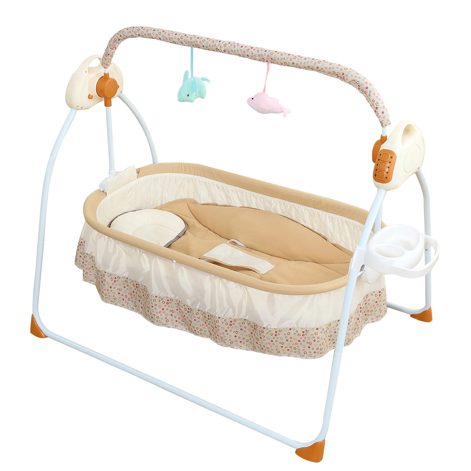 Electric Baby Cradle Bouncing Chair Swing Music Lounger w/ Playmat/Bluetooth/USB