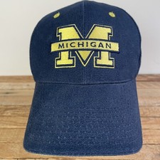 Michigan Wolverines Logo Hat Cap Blue Adjustable Strap Signatures Brand NCAA