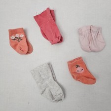 Lot of 21 Baby Girl Socks And Mittens With 1 Matching Set Of Mittens And Booties