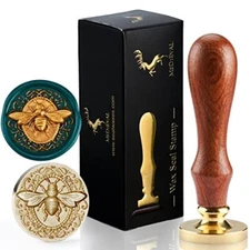 Bee Wax Seal Stamp with Wooden Handle for Embellishment of Envelopes Invitations