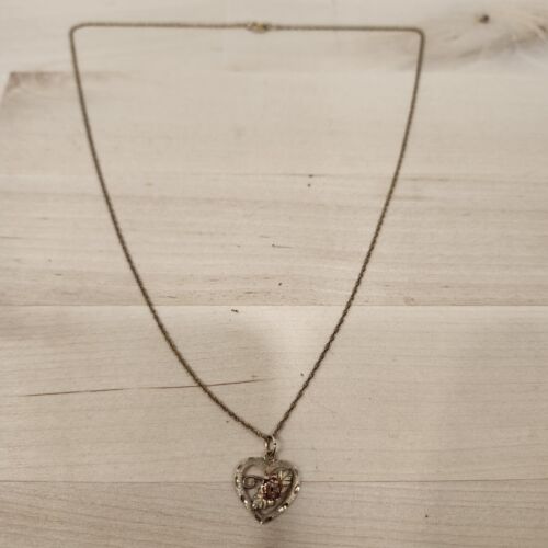 New Coleman Co 10K Black Hills Gold Rose Heart Pendant Tri-Color W/14k GF Chain - Picture 7 of 8