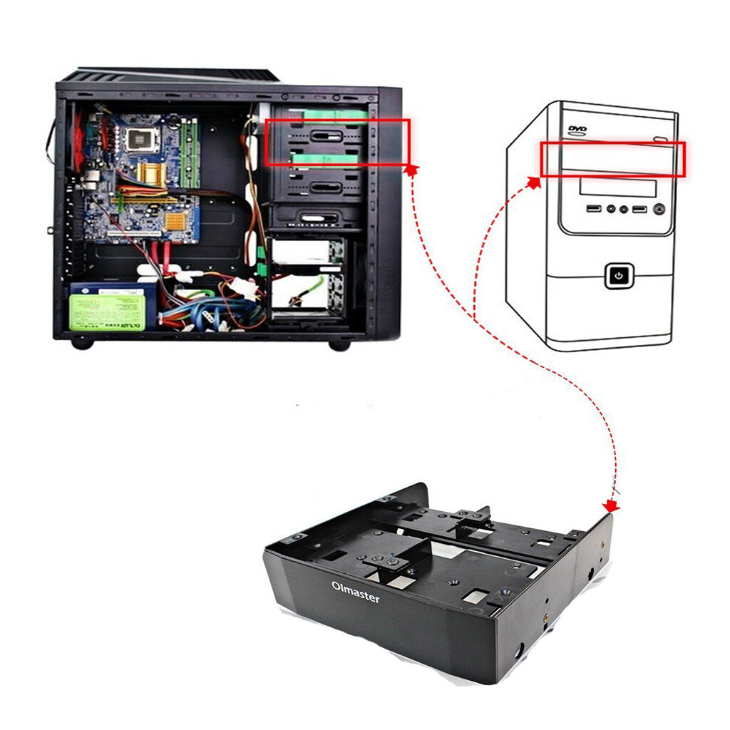Adattatore Da 5.25 A 3.5/2.5 Pollici Per SSD - Rack Conversione Con Ventola 8cm Per PC - Foto 13