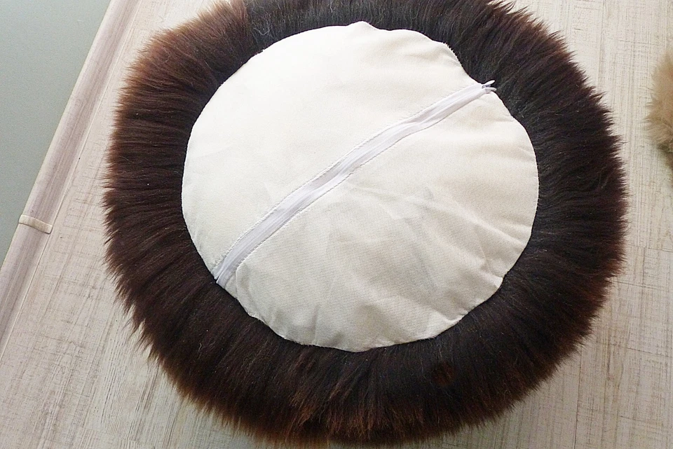 Genuine Sheepskin Footstool Home Office Comfort Furry Ottoman New House Gift She - Image 3 of 4
