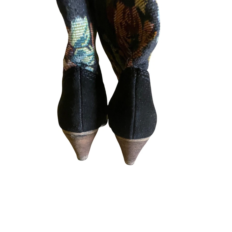 Botas de Vaquero Muy Volátiles Para Mujer Talla 8 Negras Gamuza Floral Tapiz Western Foto 4 de 4