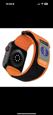 MIFA NASA rugged Apple watch nylon and leather strap - orange size 41/40/38mm