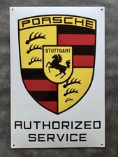 PORSCHE AUTHORIZED SERVICE PORCELAIN ENAMEL SIGN 23,6 X 15,7 IN SINGLE SIDED