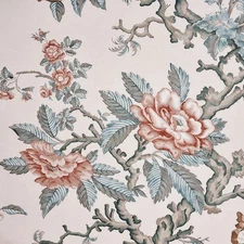 Guy Goodfellow Large Hand Block Floral Print Fabric- Garsington / Cognac 0.50 yd