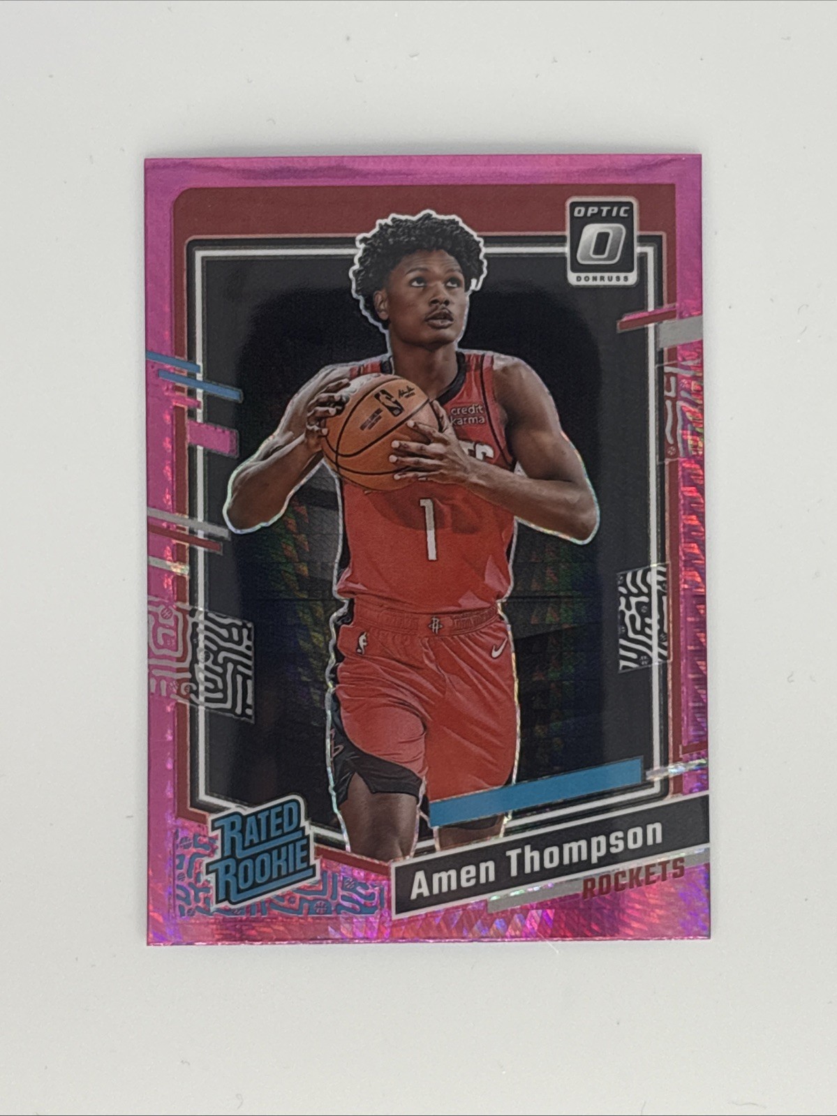 Amen Thompson 2023-24 Donruss Optic Rated Rookie Pink Hyper Prizm #229 RC