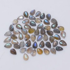 100 Natural Labradorite Pear Cabochon Gemstone Lot 20 Ct. 6X4X2 mm UGL-27