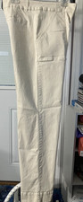 ---NILI LOTAN SZ 8 IVORY WHITE CHINO PANTS JEANS WIDE LEG HS02