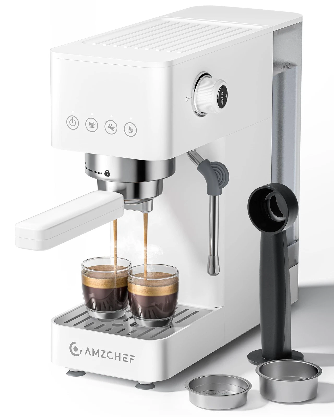 AMZCHEF Espresso Machine 20 Bar, Compact Espresso Maker with Steam Milk Froth...