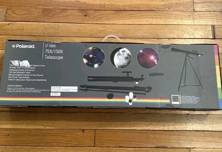 POLAROID IT-160X 75X/150X REFRACTOR TELESCOPE WITH FULL SIZE ADJUSTABLE TRIPOD - Image 2 of 2