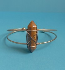 Natural Healing Double Pointed  Hexagonal Tiger's eye Adjustable Wire Bracelet