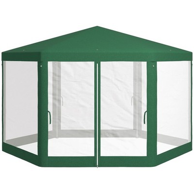 13' x 11' Outdoor Party Tent Hexagon Sun Shade Canopy Mesh Sidewalls Green