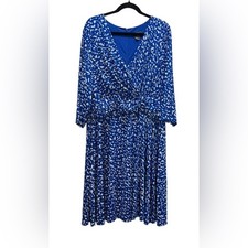 Jessica Howard Blue and White Faux Wrap Dress Size 20W