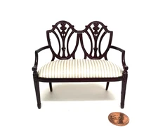 BESPAQ DOLLHOUSE MINIATURE LADY GODWYN SETTEE WITH A MAHOGANY FINISH 6505 MH
