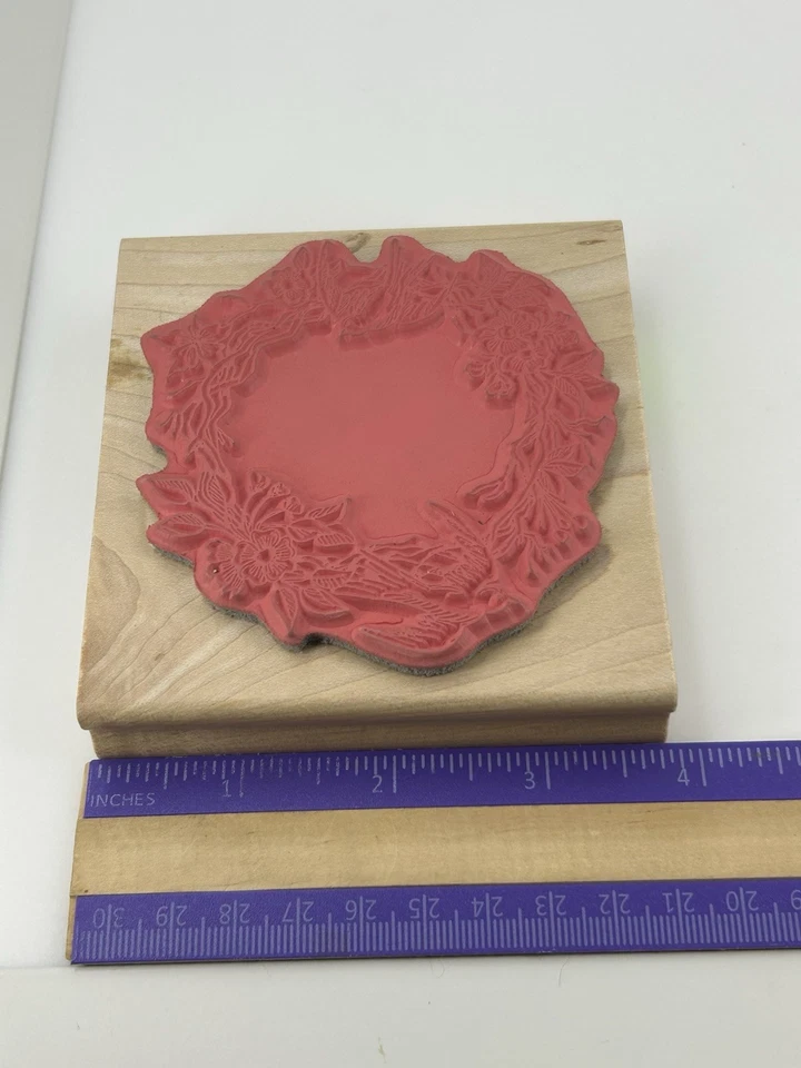 Hampton Art Wreath Birds Vines Flowers Spring Summer Wood Mount Rubber Stamp - Image 4 of 4