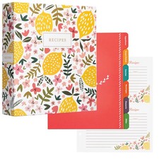 8.5" x 9.5" 3 Ring Recipe Binder with 50 Matching 4x6 Inch Cards