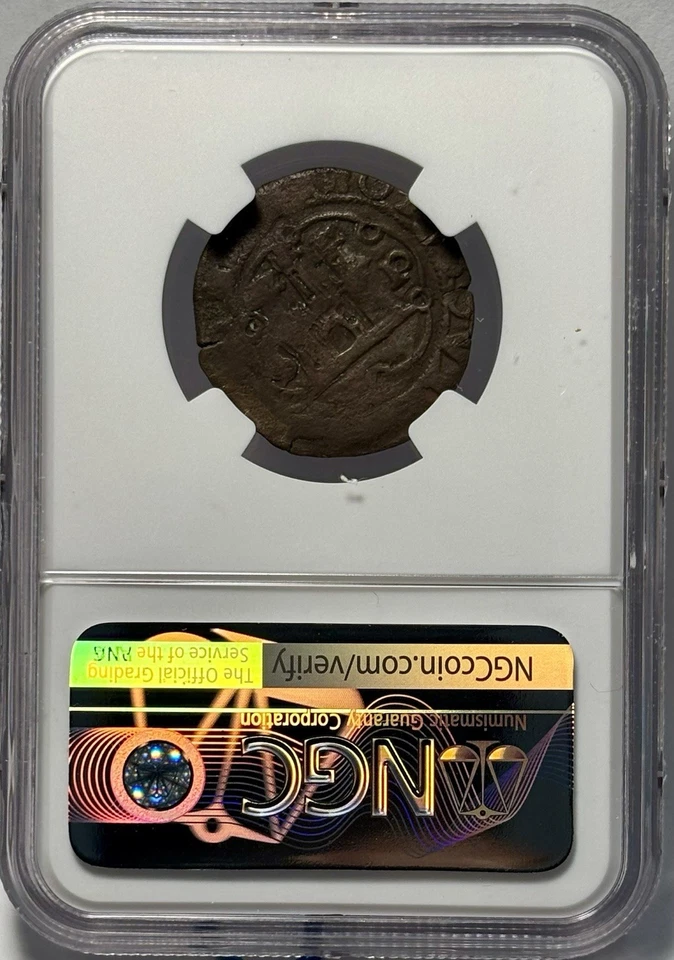 1542 DOMINICAN REPUBLIC 4 MARAVEDIS. CHARLES I VF DETAILS. SANTO DOMINGO. - Image 3 of 4