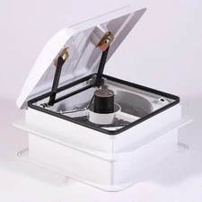 USA RV Roof Vent with Fan 12-Volt - 14"x14" - Reversible 14" x 14", White 