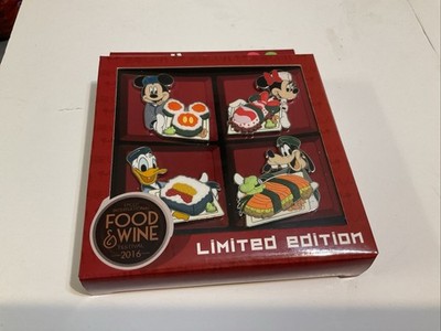 Disney Food & Wine 2016 Sushi Box Set Mickey Minnie Donald Goofy Pin LE 2000 NEW