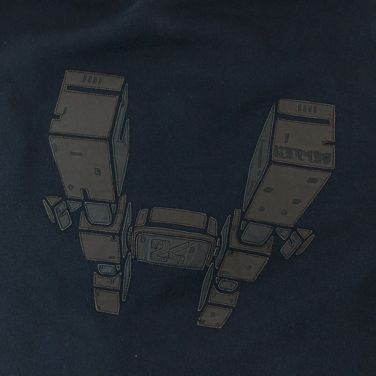 HERMÈS Felpa con cappuccio HERMES Parker marrone navy argento cotone hardware