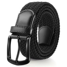 Men's Stretch Braided Belt 1 3/8" Elastic Woven Belt for Jeans Casual Golf