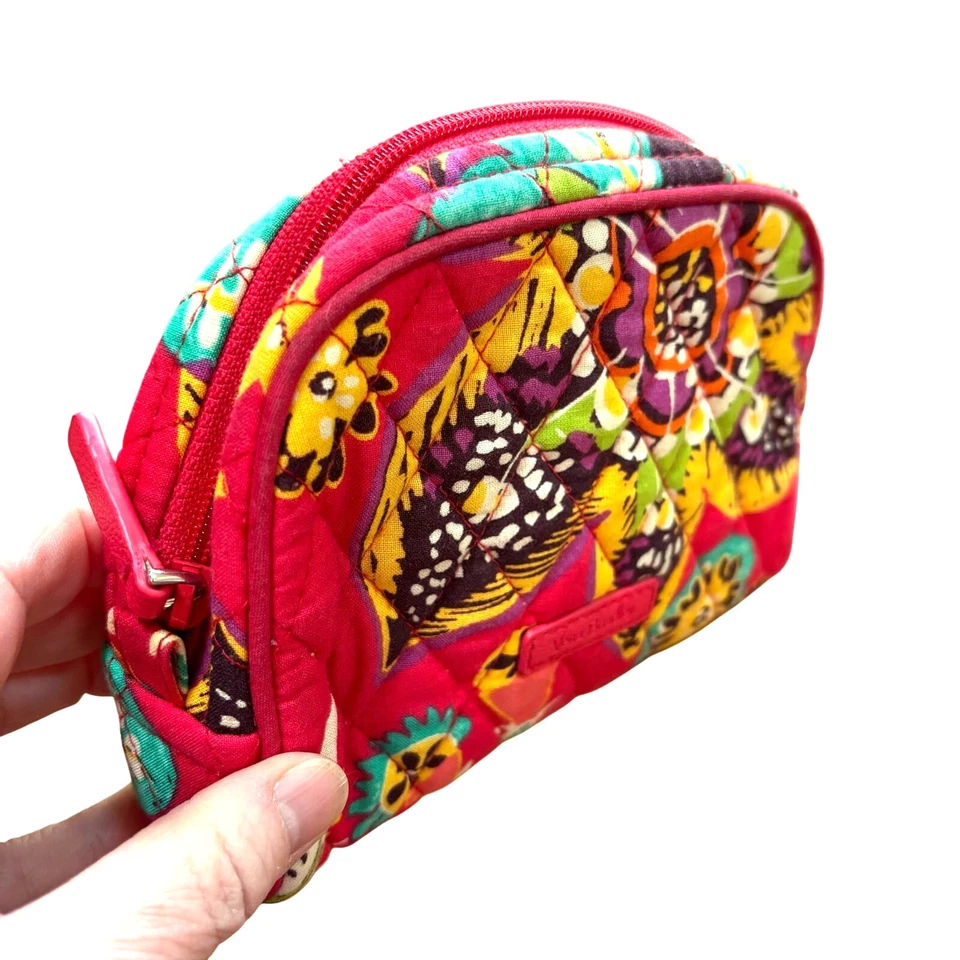Vera Bradley cosmetics case zipper pouch quilted cotton pink Paisley print - Image 2 of 4