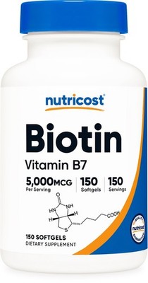 Nutricost Biotin (5,000mcg) 150 Softgels - Gluten Free, Non-GMO