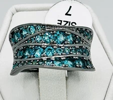 Bomb Party RG64238 Sirens Phantom Currents Lab Paraiba Tourmaline Hematite Ring