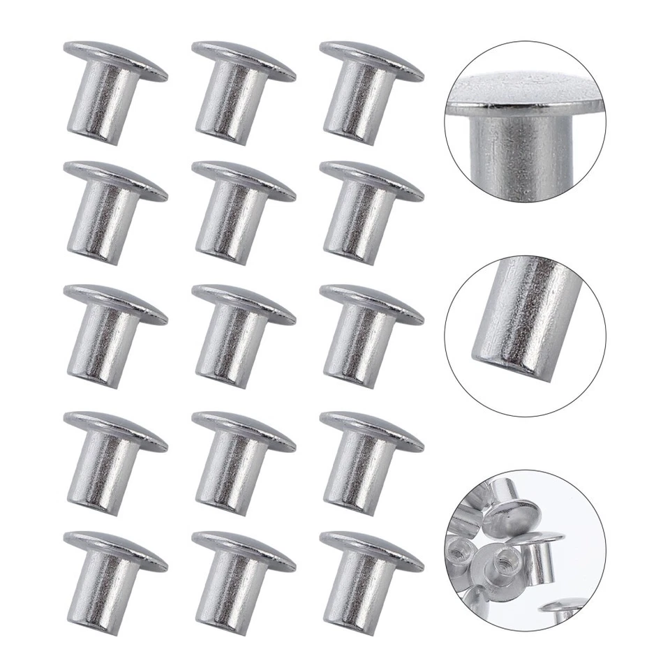 200 Pcs Semi Tubular Flat Rivets Aluminum Alloy Tone for Strong Fastening - Image 1 of 4