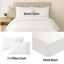 4 Piece Complete Bedding Set Duvet Cover Set With Fitted Bed Sheet & Pillowcases