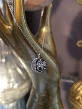 Firefly Silver & Black Crescent Moon Star Necklace