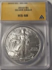 2010 Silver Eagle $1 Dollar 1oz  Anacs Ms-68 .999 -MS-Brilliant Uncirculated-