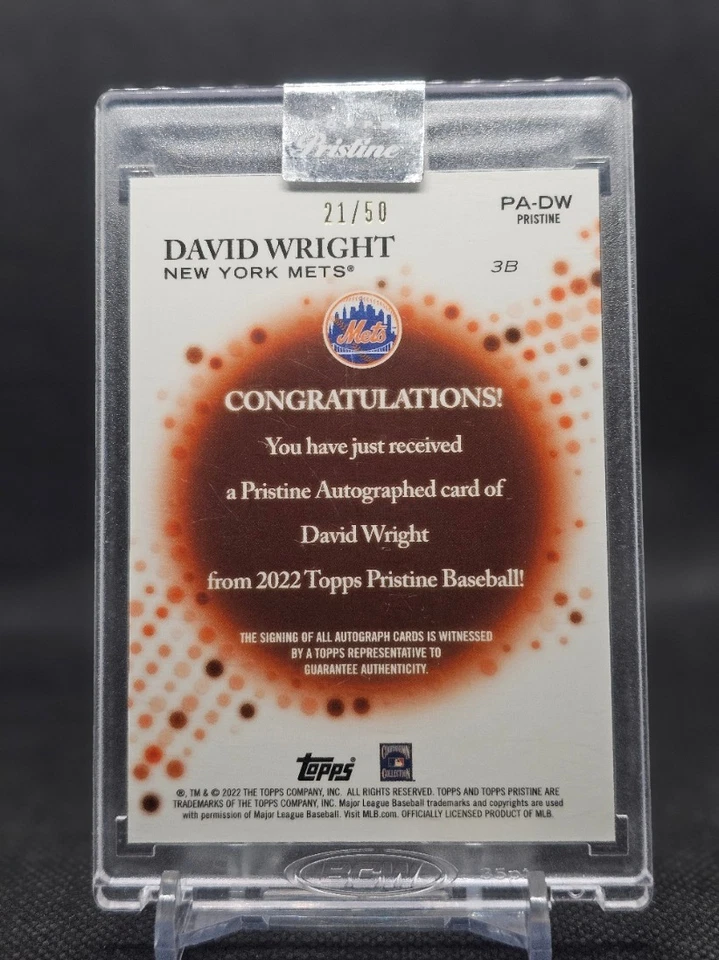 Topps 2022 prístino David Wright refractor automático moteado dorado 21/50 PA-DW METS Foto 2 de 2