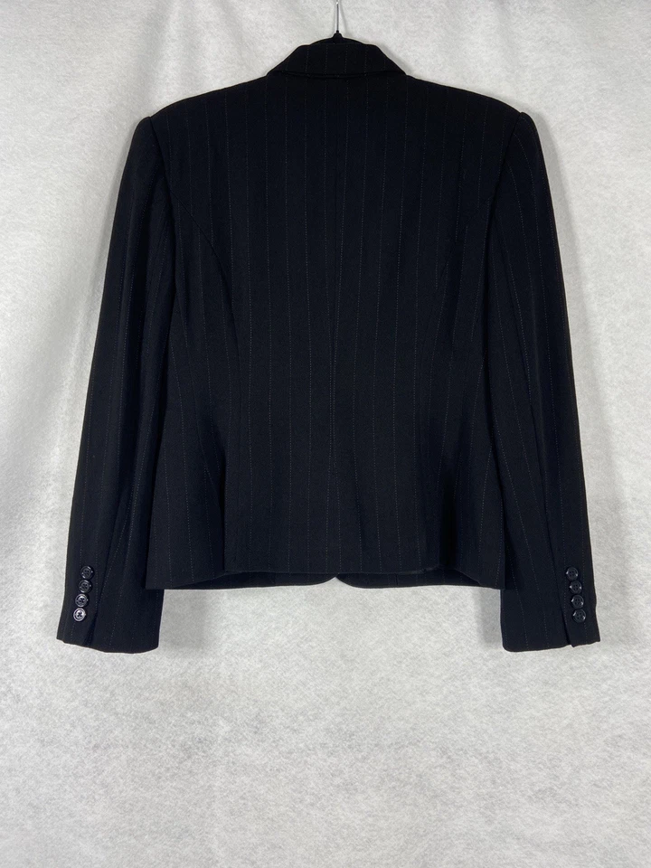 Chaqueta Blazer Vintage Lauren Ralph Lauren Para Mujer’s 6 Negro Lana A Rayas Foto 4 de 4